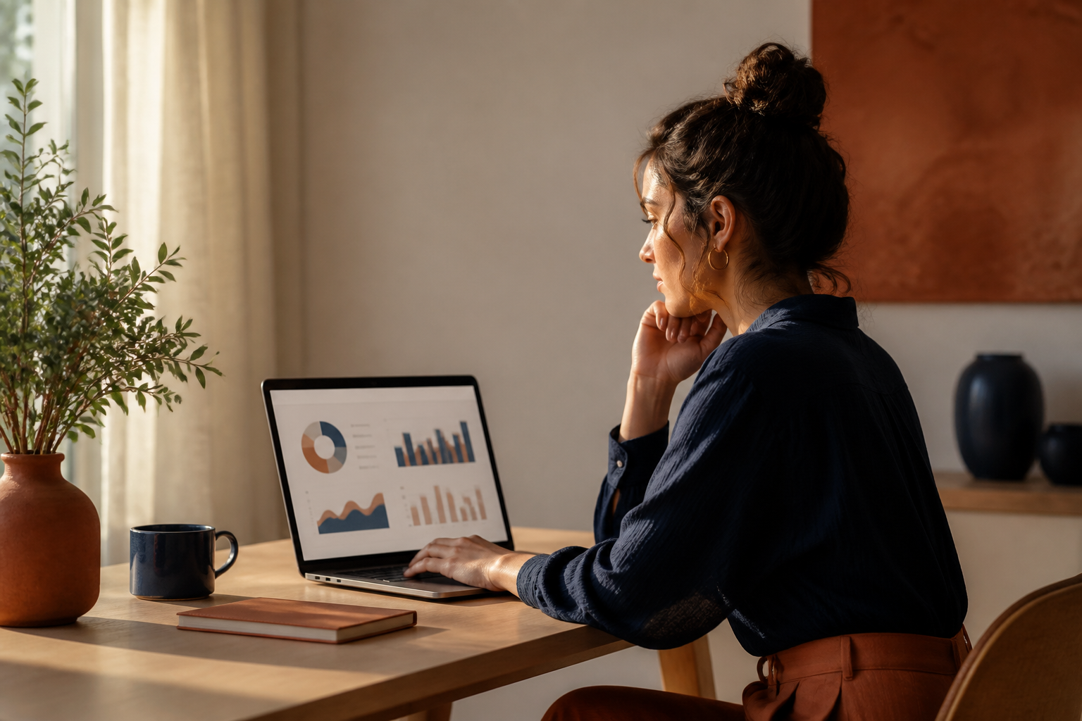 Business owner reviewing ad campaign performance